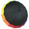 Automatyczny duży parasol czarny z lamówką TĘCZA, 16 brytów