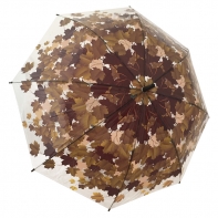 Jesienna przezroczysta parasolka w brązowe liście