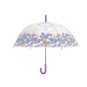 Przezroczysta, głęboka parasolka Perletti w kwiatki, fioletowa