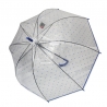 Głęboka duża automatyczna parasolka przezroczysta w grochy, niebieska