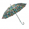 Długa automatyczna parasolka damska z falbanką, leśne kwiaty