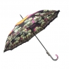 Długa automatyczna parasolka damska z falbanką, lilie o zachodzie słońca