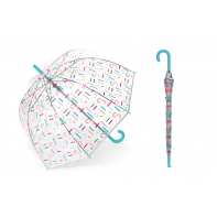 Głęboka automatyczna parasolka Esprit przezroczysta w literki, biała