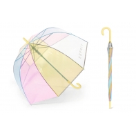 Głęboka parasolka Esprit przezroczysta - tęczowa z odblaskową lamówką