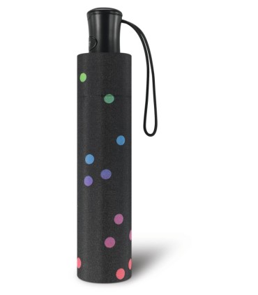 Automatyczna parasolka Happy Rain, czarna w tęczowe kropki