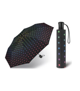 Automatyczna parasolka Happy Rain, czarna w kolorowe grochy