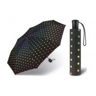 Automatyczna parasolka Happy Rain, czarna w kolorowe kropki
