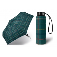 Kieszonkowa, ultra mini parasolka Happy Rain 16 cm, zielona w kratę