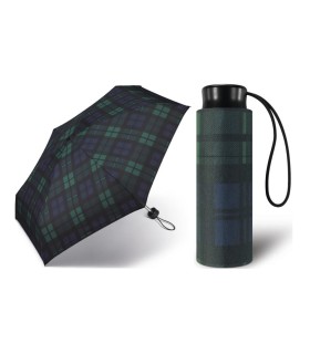 Kieszonkowa, ultra mini parasolka Happy Rain 16 cm, ciemnozielona w kratę
