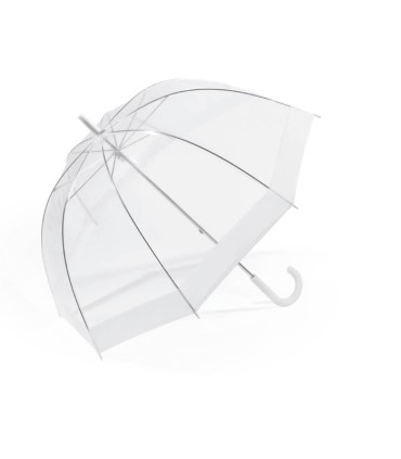 Głęboka parasolka Happy Rain, przezroczysta z białą lamówką