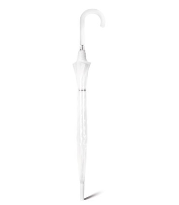 Głęboka parasolka Happy Rain, przezroczysta z białą lamówką