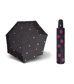 Automatyczna MOCNA parasolka damska Doppler Derby FIOLETOWE GROCHY