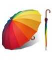 Duży parasol średnica 132 cm 16 brytów drewniana rączka HAPPY RAIN tęcza
