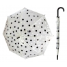 Przezroczysta parasolka w biało-czarne grochy