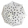 Przezroczysta parasolka w biało-czarne grochy