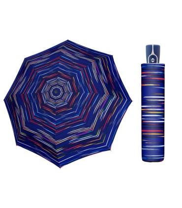 Wytrzymała AUTOMATYCZNA parasolka Doppler, niebieska w kolorowe kreski