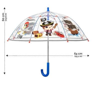 Parasolka dziecięca przezroczysta Perletti z odblaskową lamówką - pirat