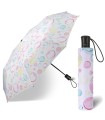 Automatyczna parasolka do torebki 27,5 cm HAPPY RAIN, biała w bąbelki