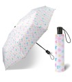 Automatyczna parasolka do torebki 27,5 cm HAPPY RAIN, biała w serduszka