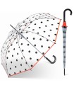 Przezroczysta, automatyczna, głęboka parasolka damska HAPPY RAIN w groszki