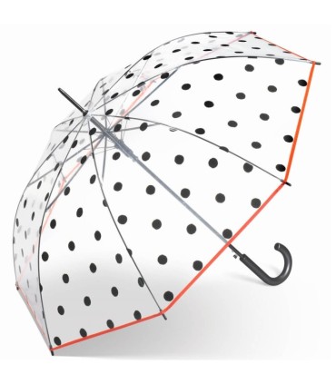 Automatyczna parasolka Happy Rain, przezroczysta, Czarne Kropki