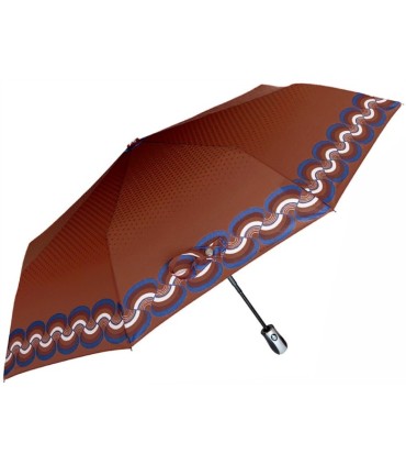 Automatyczna parasolka damska marki Parasol, fale na jasnym brązie