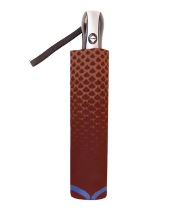 Automatyczna parasolka damska marki Parasol, fale na jasnym brązie