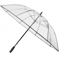 Manualny przezroczysty parasol marki Impliva, z czarnym stelażem