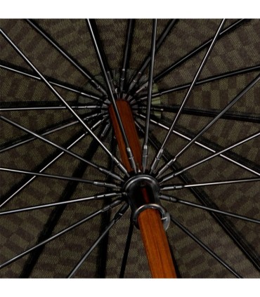 Ciemnozielony parasol w prostokąty  Falcone, drewniana rączka, Impliva