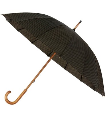 Ciemnozielony parasol w prostokąty  Falcone, drewniana rączka, Impliva