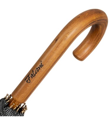 Ciemnozielony parasol w prostokąty  Falcone, drewniana rączka, Impliva