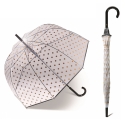 Głęboka automatyczna parasolka Pierre Cardin przezroczysta w złote groszki