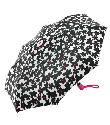 Automatyczna parasolka Benetton, biała w czarne kwiaty