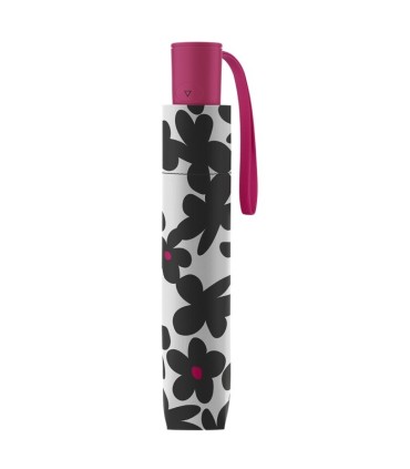 Automatyczna parasolka Benetton, biała w czarne kwiaty
