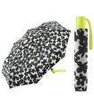 Automatyczna parasolka damska do torebki BENETTON, biała w czarne kwiaty