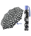 Automatyczna parasolka damska do torebki BENETTON, biała w czarne kwiaty