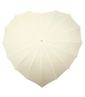 Romantyczna, lekka parasolka damska w kształcie serca, stelaż włókno, ecru