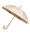 Automatyczna mocna damska parasolka drewniana rączka IMPLIVA, beżowa