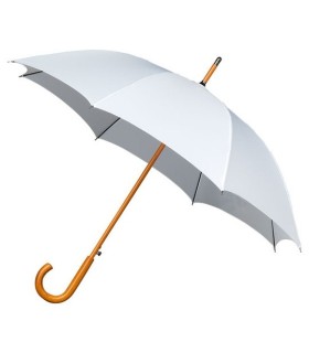 Automatyczna mocna damska parasolka drewniana rączka IMPLIVA, biała