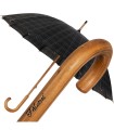 Elegancki, mocny parasol męski IMPLIVA 16 paneli, drewniana rączka, czarny w kratę