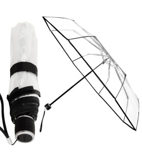 Składana krótka przezroczysta transparentna parasolka, 24 cm