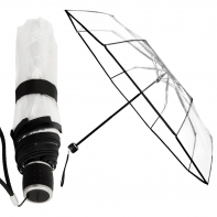 Składana krótka przezroczysta transparentna parasolka, 24 cm