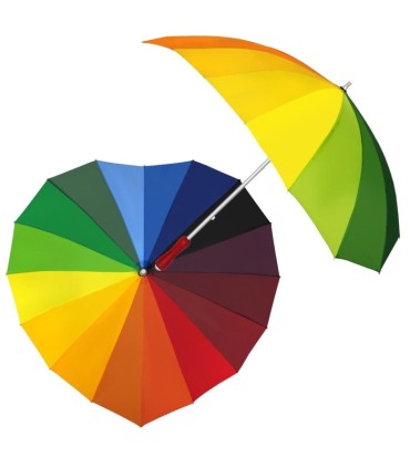 PARASOLKA W KSZTAŁCIE SERCA KOLORY TĘCZY, SERCE TĘCZA