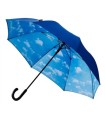 Parasol męski IMPLIVA mocny z podwójnym materiałem: granat i niebieski w chmury
