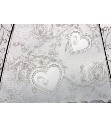 Głęboka przezroczysta parasolka damska z falbanką, koronka