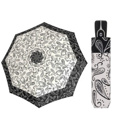 Wytrzymała AUTOMATYCZNA parasolka Doppler, czarno kremowa we wzory