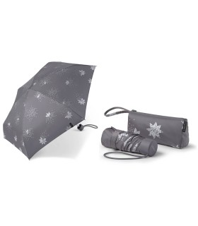 Mała, lekka parasolka Esprit w pięknej kosmetyczce srebrne śnieżynki