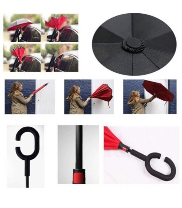 Parasol odwrócony "Revers" z podwójnym materiałem wzorzysty