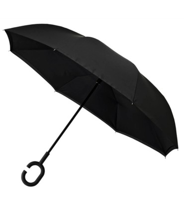 Parasol odwrócony "Revers" z podwójnym materiałem dwa kolory: czarny + inny