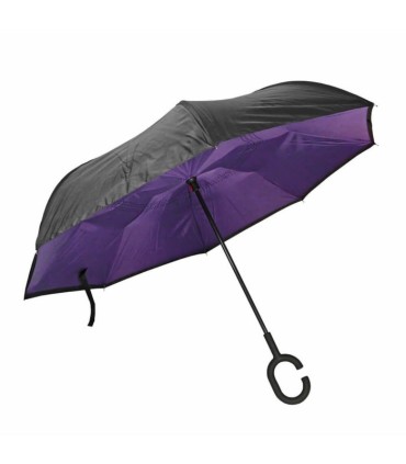 Parasol odwrócony "Revers" z podwójnym materiałem dwa kolory: czarny + inny